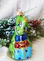 Елочное украшение "Дракон с подарками 2" (Символ года), в подарочной упаковке h=9см.