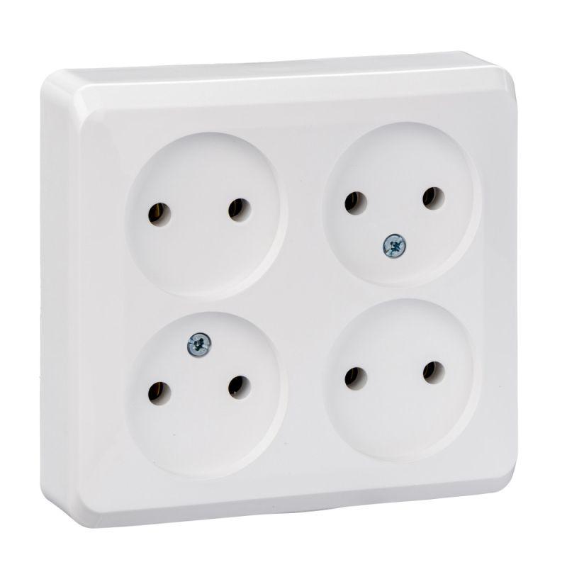 Розетка 4-м ОП Этюд 16А IP20 250В без с заземл. без защ. шторок бел. SE PA16-205B