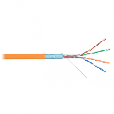 Кабель F/UTP 4 пары, Кат.5e, медь, 24AWG, внутренний, LSZH нг(А)-HFLTx, оранжевый, 305м NIKOLAN NKL 9200C-OR