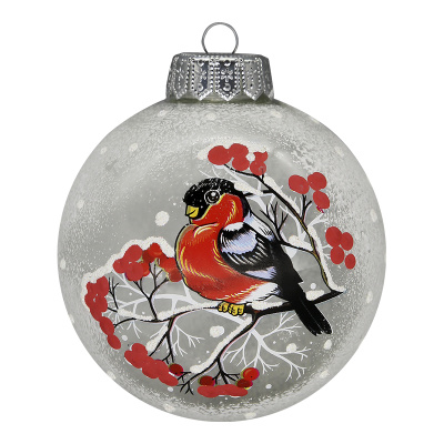Шар "Задумчивый снегирь", 100 мм., в подарочной упаковке