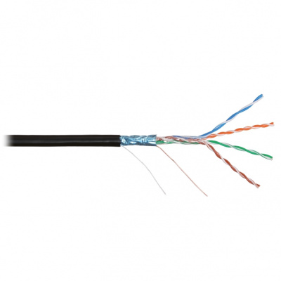 Кабель F/UTP 4 пары, Кат.5e, медь, 24AWG, внешний, черный, 305м NIKOLAN NKL 4700B-BK