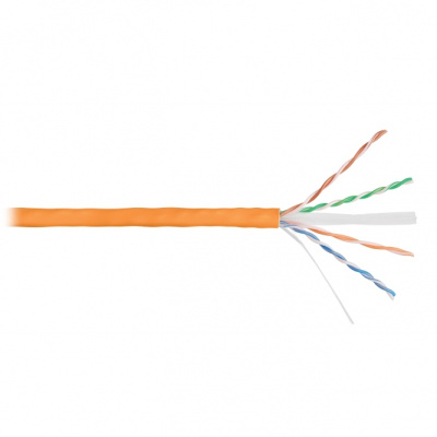 Кабель F/UTP 4 пары, Кат.6, медь, 23AWG, внутренний, LSZH нг(А)-HFLTx, оранжевый, 305м NIKOLAN NKL 9140C-OR