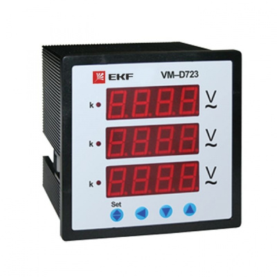 Вольтметр VM-D723 цифровой на панель (72х72) трехфазный EKF PROxima