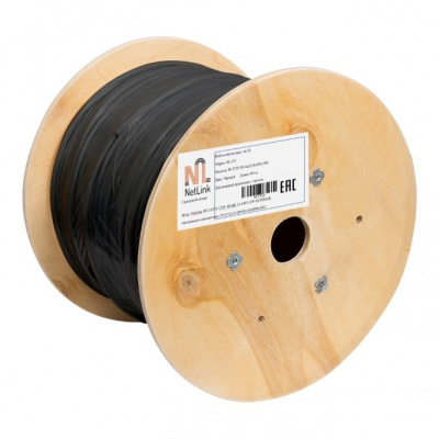 Кабель FTP 4PR 24AWG CAT5e 305м. черный внешний с одножильным тросом