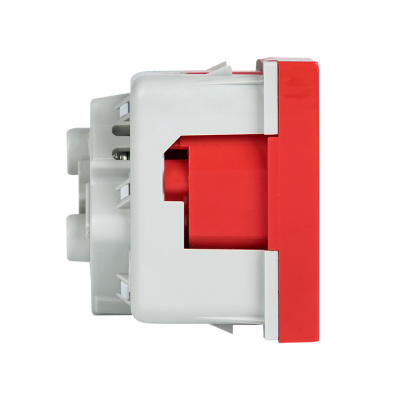 Розетка 45х45 PRO с заземлением, 45 градусов, красная EKF