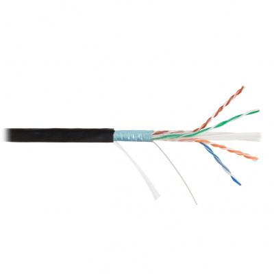 Кабель F/UTP 4 пары, Кат.6, медь, 23AWG, внешний, черный, 305м NIKOLAN NKL 4740B-BK