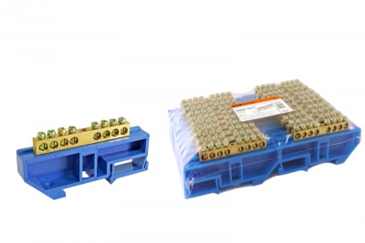 Шина N нулевая с изолятором на DIN-рейку 6x9мм стойка бол. 8 групп TDM