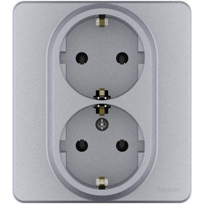 Розетка Inspiria 16А 250В 2х2P+E немецк. стандарт алюм. Leg 673752