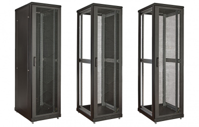 Шкаф телекоммуникационный напольный 19",18U(800x800), ШТ-НП-М-18U-800-800-П-Ч, передняя дверь перфорация, черный ССД