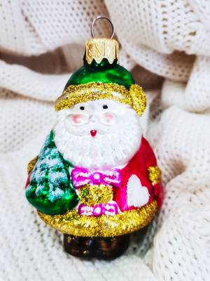 Ёлочное украшение "Дед Мороз с елочкой", в подарочной упаковке, h-9см