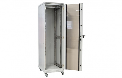 Шкаф телекоммуникационный напольный 19",18U(600x600), ШТ-НП-18U-600-600-С, передняя дверь стекло ССД