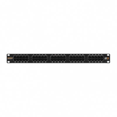 Коммутационная панель 19, 1U, 50 портjd, Кат.6, RJ45/8P8C, 110/KRONE, T568A/B NIKOMAX NMC-RP50UC3-1U-BK