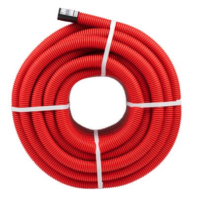 Труба гофр, двустенная ПНД/ПНД гибкая с протяжкой d40 мм (50 м) красная EKF-Plast