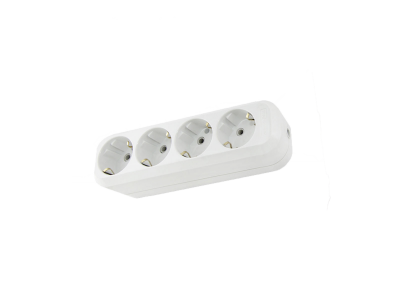 Колодка розеточная 4 гнезда 2П+3 16А 250B белая
