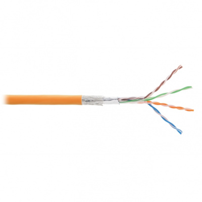 Кабель SF/UTP 4 пары, Кат.5e, медь, 24AWG, внутренний, LSZH нг(А)-HFLTx, оранжевый, 305м NIKOLAN NKL 9300C-OR