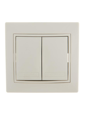 Выключатель 2-кл. СП Mira 10А IP20 со вставкой крем. LEZARD 701-0303-101