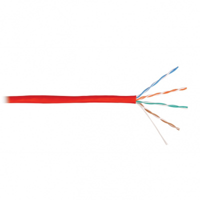 Кабель U/UTP 4 пары,Кат.5e, медь, 24AWG, внутренний, красный, 305м NIKOLAN NKL NKL 4100A-RD