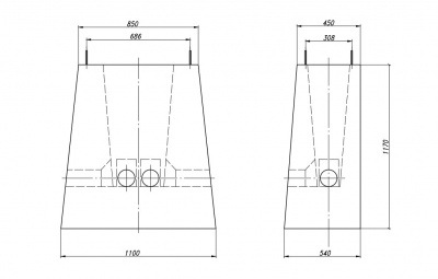 Фундамент телекоммуникационного шкафа 686х308мм
