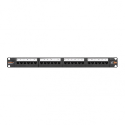 Коммутационная панель 19", 1U, 24 порта, Кат.5e, RJ45/8P8C, 110/KRONE, T568A/B NIKOMAX NMC-RP24UD2-1U-BK