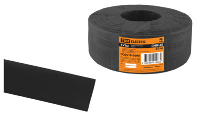 Термоусаживаемая трубка ТУТнг 40/20 черная (50 м/ролл) TDM