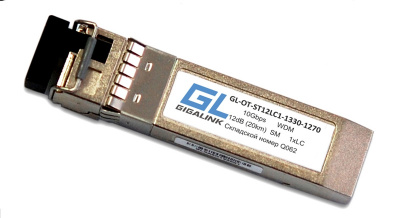 Модуль SFP+ WDM GIGALINK GL-OT-ST12LC1-1330-1270, 10Гбит/с, SM, LC, 12 дБ, до 20 км, DDM
