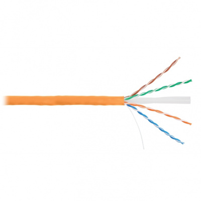Кабель U/UTP 4 пары, Кат.6, медь, 23AWG, внутренний, LSZH нг(А)-HFLTx, оранжевый, 305м NIKOLAN NKL 4140C-OR