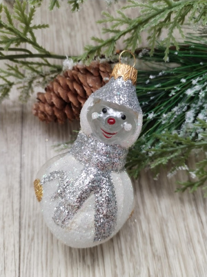 Ёлочное украшение "Снеговик с шарфом", прозрачная серия, в подарочной упаковке, h-12см