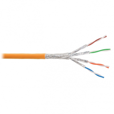 Кабель S/FTP 4 пары, Кат.6a, медь, 23AWG, внутренний, LSZH нг(А)-HFLTx, оранжевый, 305м NIKOLAN NKL 9350C-OR