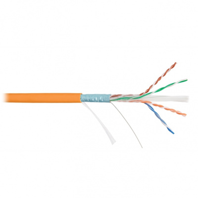 Кабель F/UTP 4 пары, Кат.6, медь, 23AWG, внешний, LSZH нг(А)-HFLTx, оранжевый, 305м NIKOLAN NKL 4240C-OR
