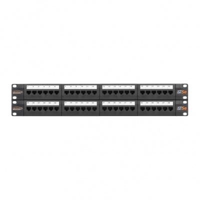 Коммутационная панель 19", 2U, 48 портов, Кат.5e, RJ45/8P8C, 110/KRONE, T568A/B NIKOMAX NMC-RP48UD2-2U-BK