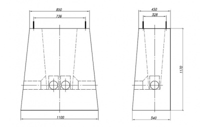 Фундамент телекоммуникационного шкафа 736х328мм