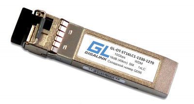 Модуль SFP+ WDM GIGALINK GL-OT-ST16LC1-1330-1270, 10Гбит/с, SM, LC, 16 дБ, до 40 км, DDM