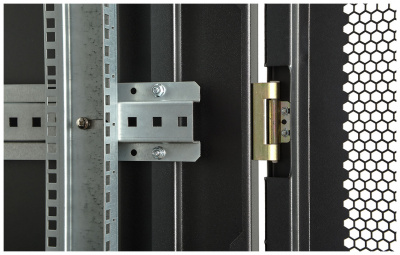 Шкаф телекоммуникационный напольный 19", 24U(600x800), ШТ-НП-М-24U-600-800-П-Ч, передняя дверь перфорация, черный ССД