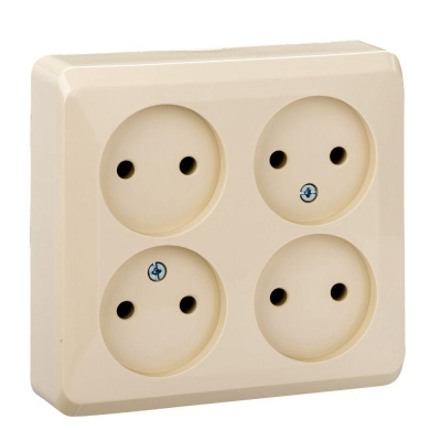 Розетка 4-м ОП Этюд 16А IP20 250В без с заземл. без защ. шторок крем. SE PA16-205K