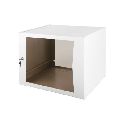 Настенный неразборный шкаф 19" (600х600), со стеклянной дверцей