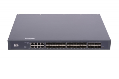 Управляемый коммутатор L3 GIGALINK GL-SW-G301-40F, 24 порта 100/1000BaseX SFP, 8x10/100/1000BaseT, 8x1/10GE SFP+