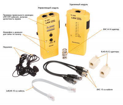 Кабельный тестер UTP/STP, RJ45, RJ12, RJ11, BNC, NMC-TE300