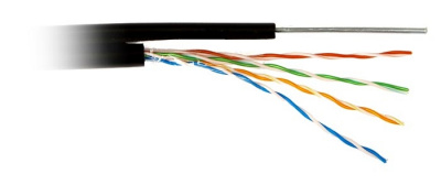 Кабель UTP 4PR 24AWG CAT5 305м. черный внешний с одножильным тросом